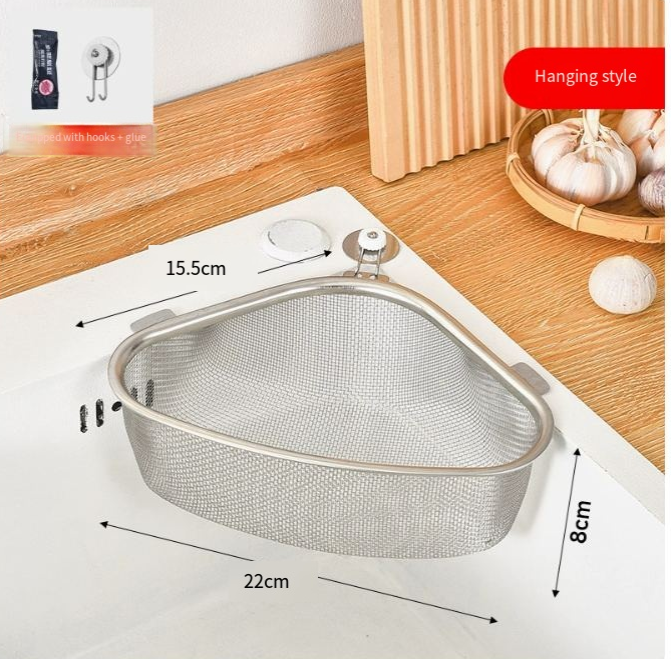 Cesta Drenadora de Esquina para Fregadero de Acero Inoxidable (1PC)