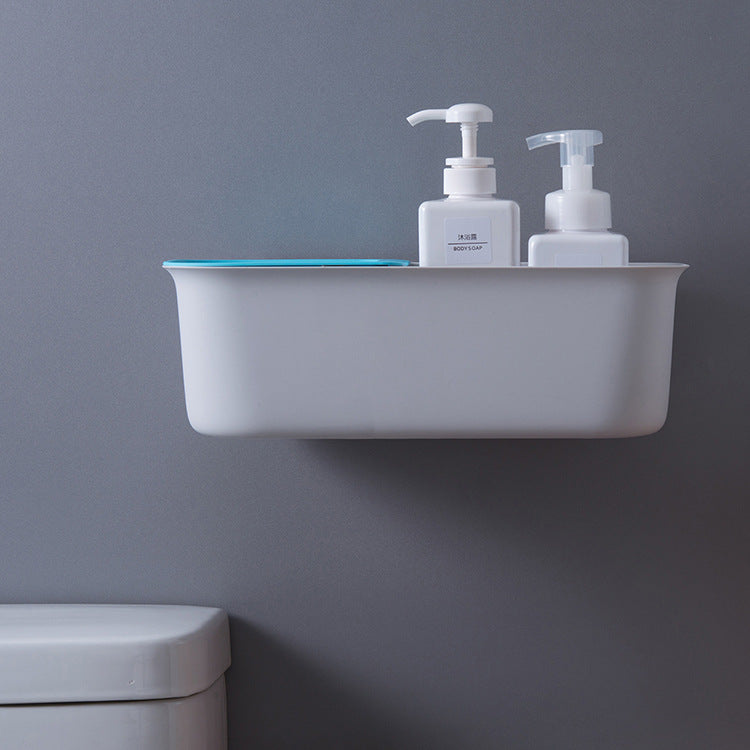 Estante de baño con ventosas con productos organizados